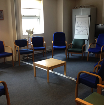 A room where group therapy takes place