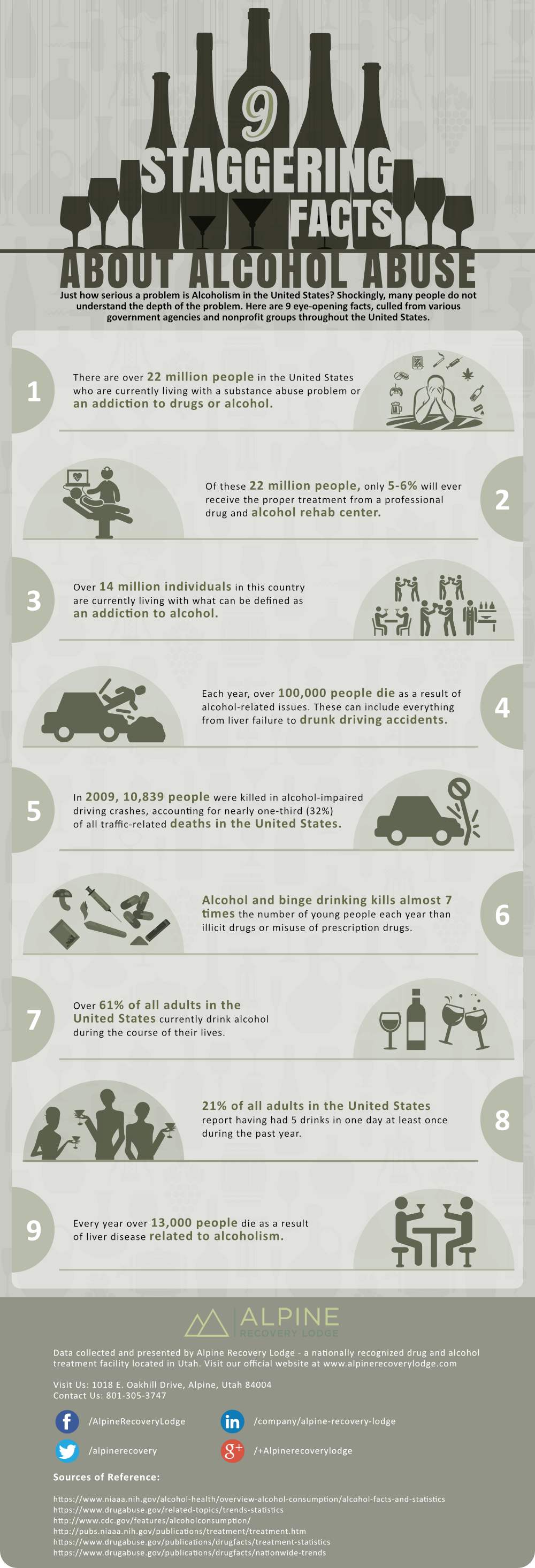 9 Staggering Facts about Alcohol Abuse infographic
