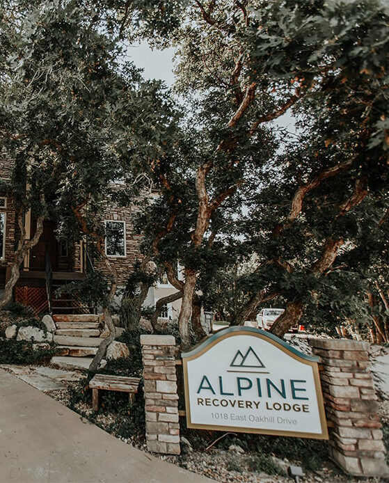 Alpine recovery Lodge front Sign Rehab Center Utah