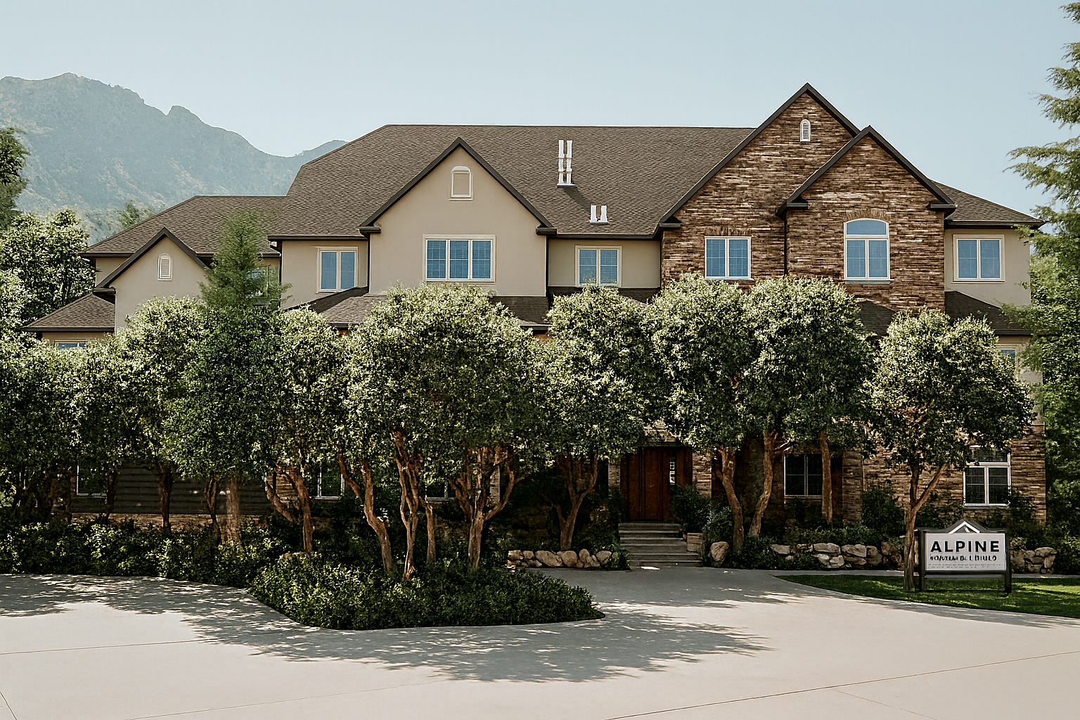 Front view of Alpine Recovery Lodge residential treatment home in the Utah mountains