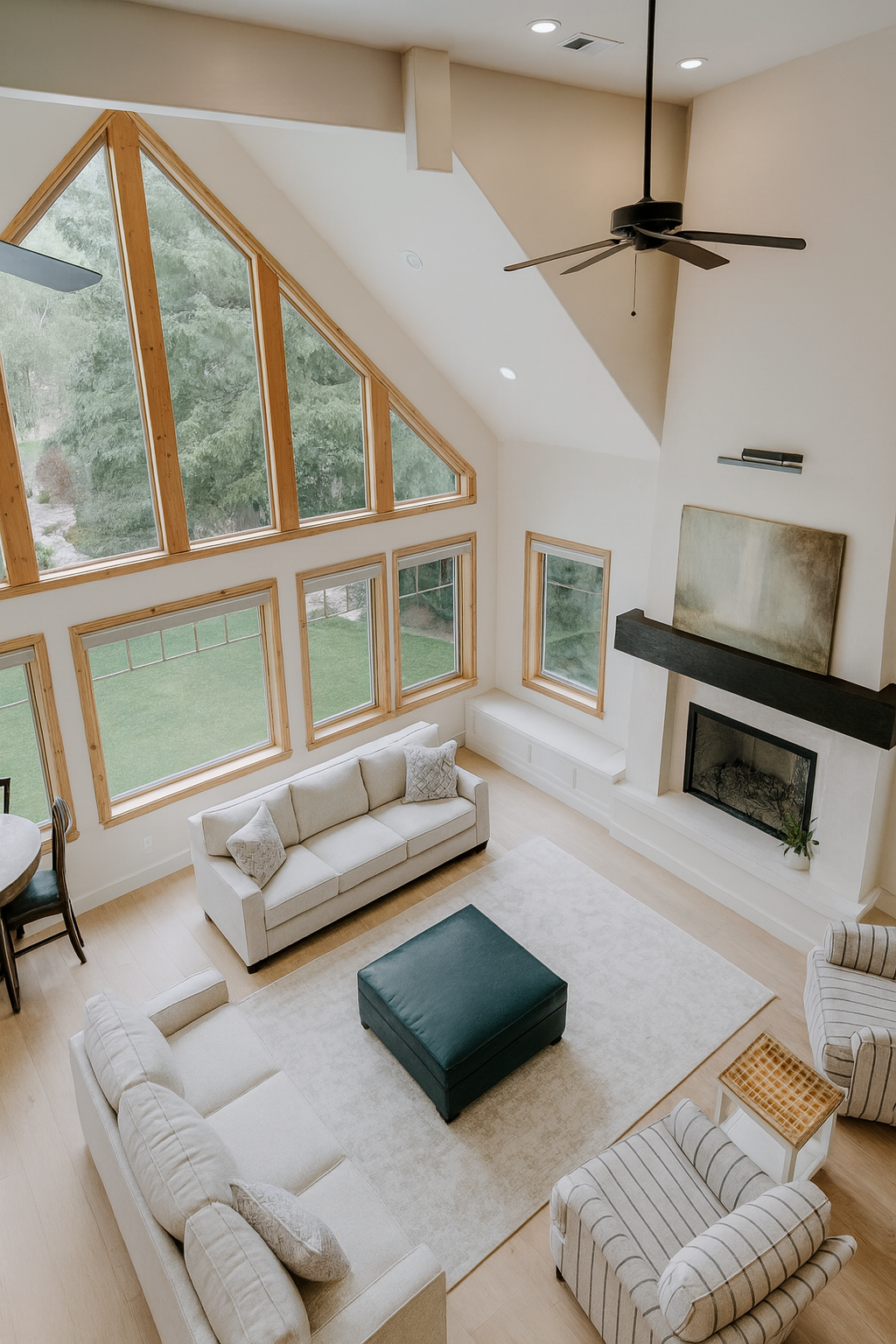Comfortable shared living area at Alpine Recovery Lodge designed for relaxation and recovery
