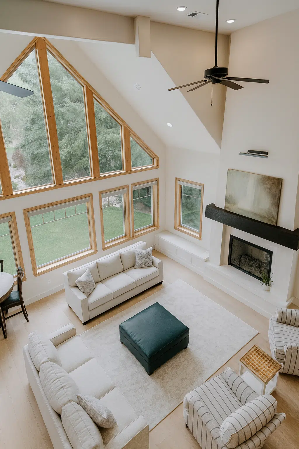 Comfortable shared living area at Alpine Recovery Lodge designed for calm, structured treatment