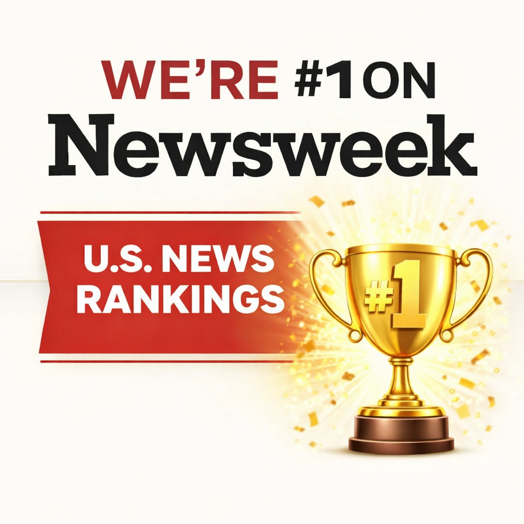 Newsweek ranking logo recognizing Alpine Recovery Lodge as a top addiction treatment center